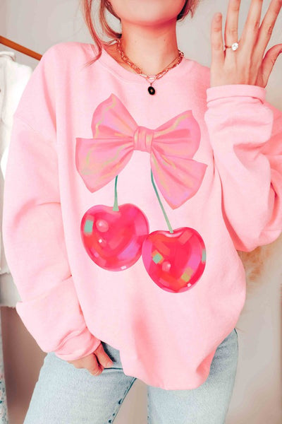 RETRO CHERRY WITH RIBBON Graphic Sweatshirt