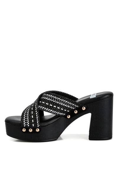 Finley Raffia High Block Heel Clogs