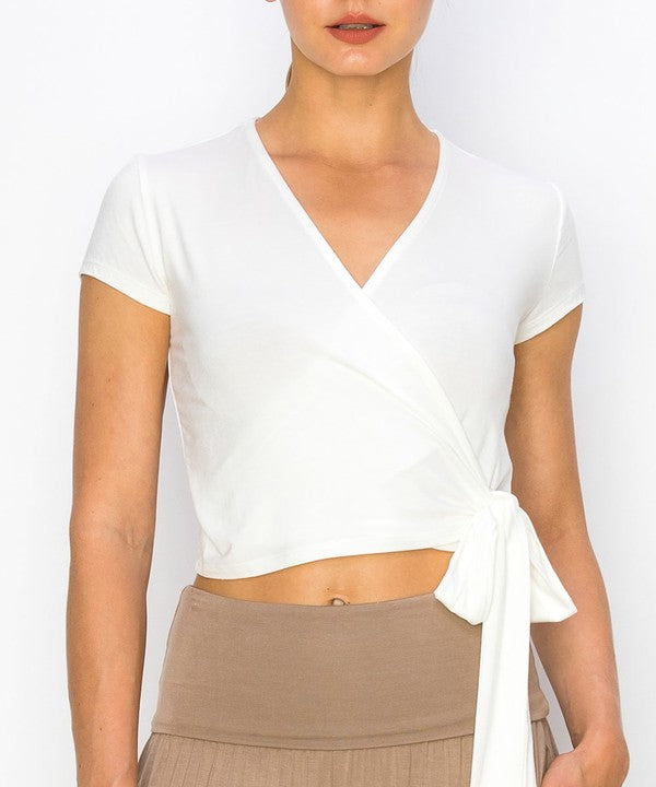 BAMBOO WRAP CROP SHORT SLEEVE