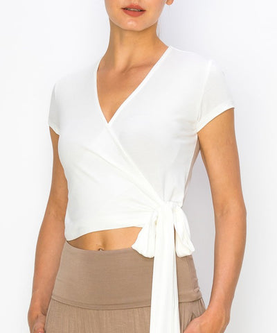 BAMBOO WRAP CROP SHORT SLEEVE