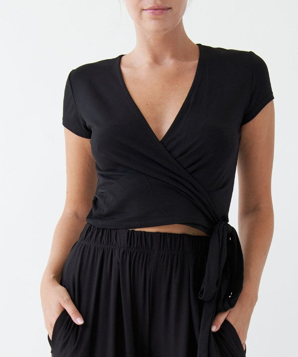 BAMBOO WRAP CROP SHORT SLEEVE