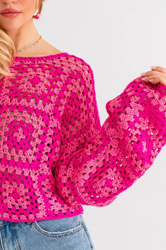 Long Sleeve Crochet Top