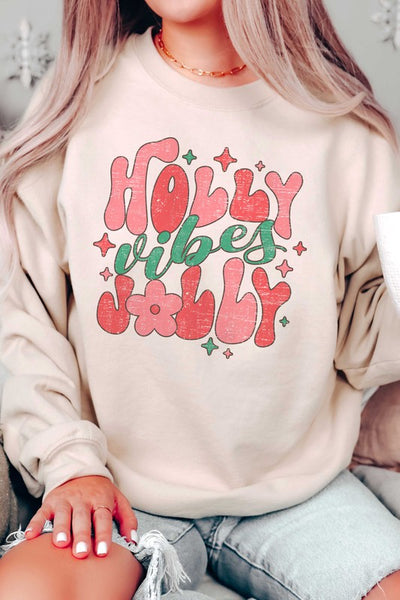 RETRO HOLLY JOLLY VIBES GRAPHIC SWEATSHIRT