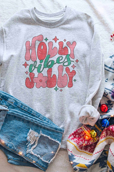 RETRO HOLLY JOLLY VIBES GRAPHIC SWEATSHIRT