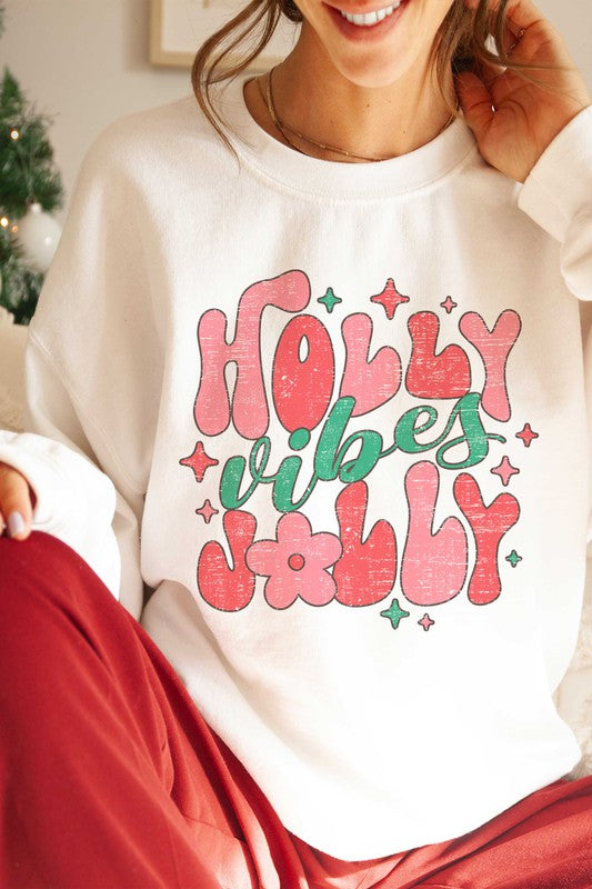 RETRO HOLLY JOLLY VIBES GRAPHIC SWEATSHIRT