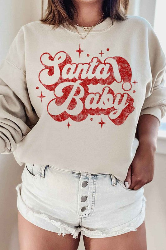 SANTA BABY CHRISTMAS GRAPHIC SWEATSHIRT