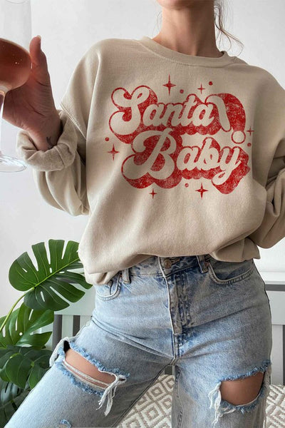 SANTA BABY CHRISTMAS GRAPHIC SWEATSHIRT