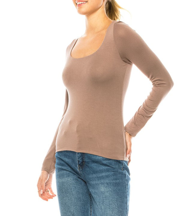 BAMBOO LONG SLEEVE DOUBLE LAYERED TOP