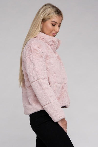 Fluffy Zip-Up Sweater Jacket