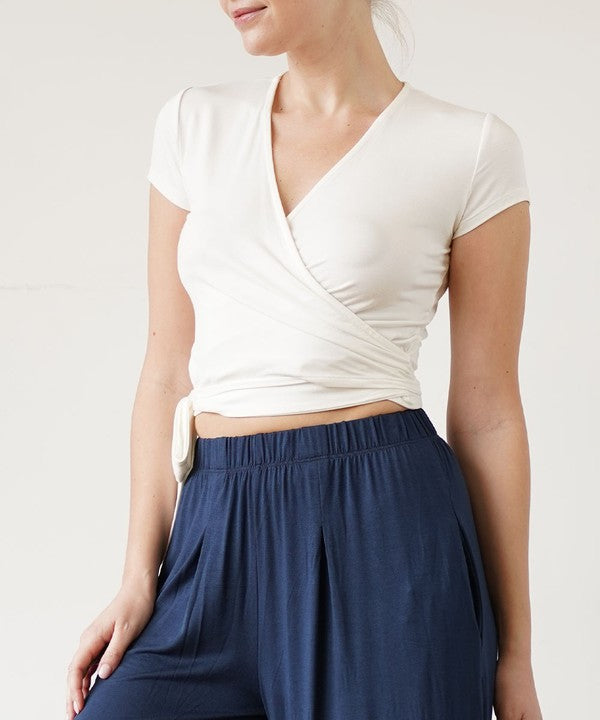 BAMBOO WRAP CROP SHORT SLEEVE