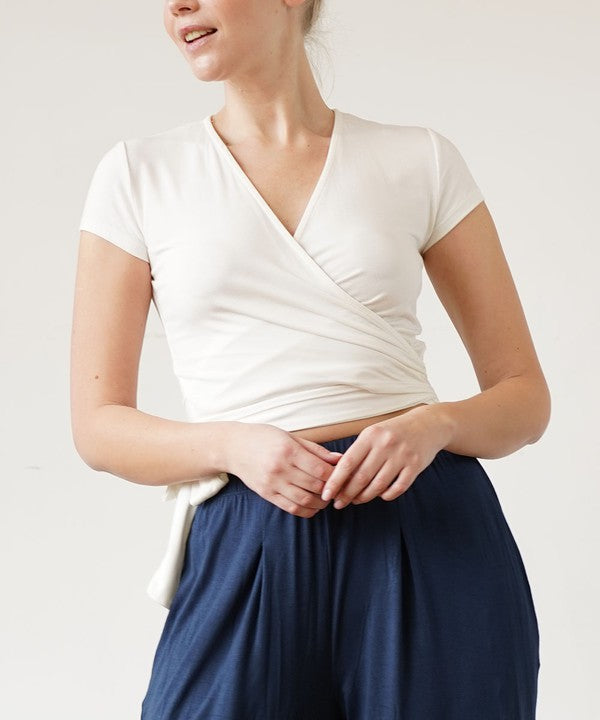 BAMBOO WRAP CROP SHORT SLEEVE