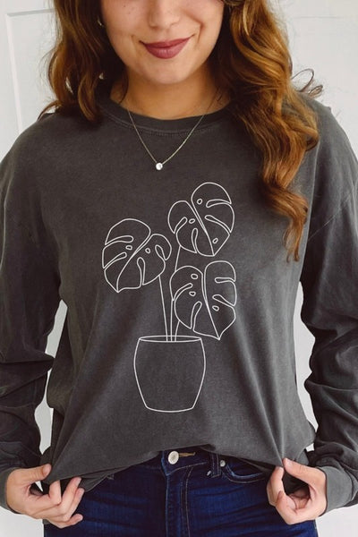 Monstera Plant Comfort Colors Long Sleeve Shirt