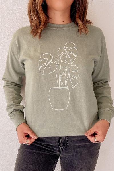 Monstera Plant Comfort Colors Long Sleeve Shirt