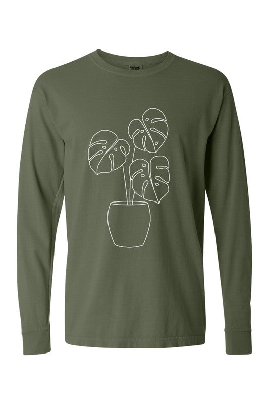 Monstera Plant Comfort Colors Long Sleeve Shirt