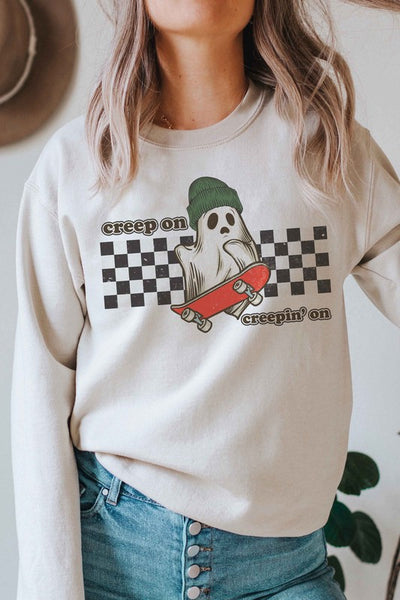 CREEP ON CREEPIN' ON GHOST GRAPHIC SWEATSHIRT