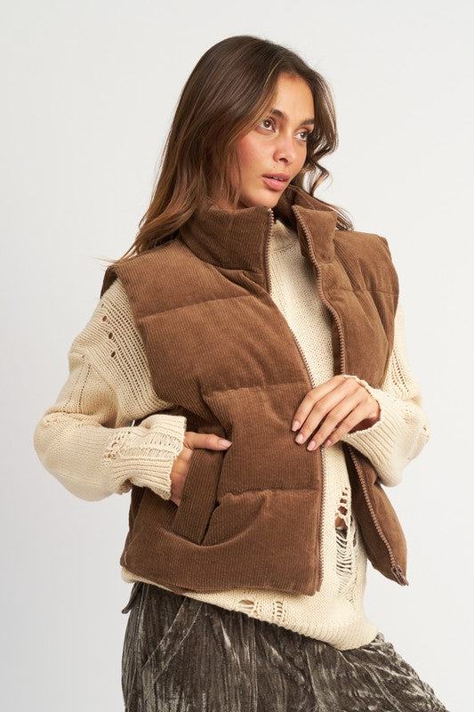 Corduroy Puffer Vest