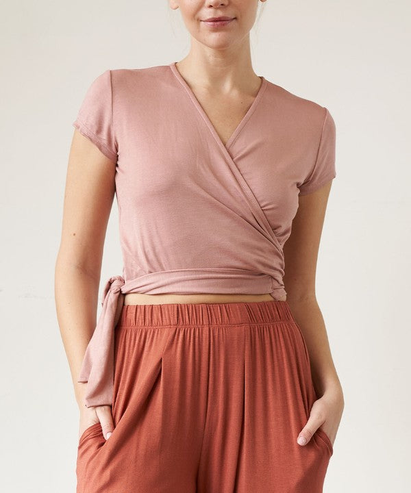 BAMBOO WRAP CROP SHORT SLEEVE