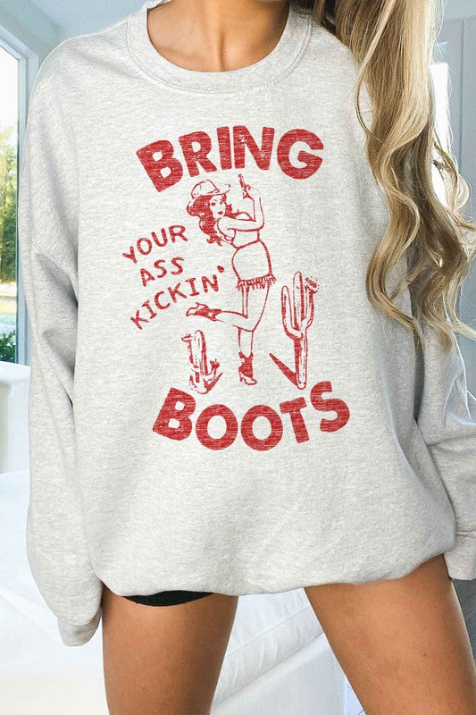 KICKIN BOOTS WESTERN COUNTRY OVERSIZED SWEATSHIRT