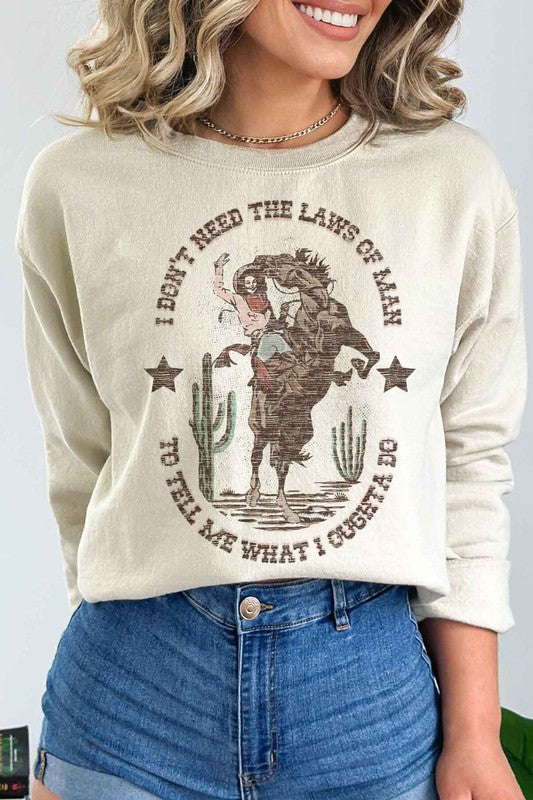 PLUS SIZE WESTERN COWGIRL GRAPHIC SWEATSHIRT