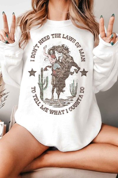 PLUS SIZE WESTERN COWGIRL GRAPHIC SWEATSHIRT