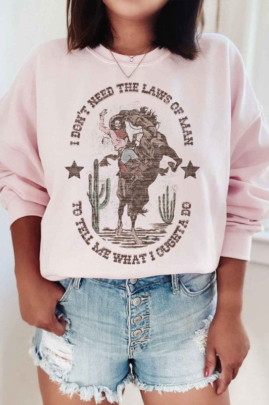 PLUS SIZE WESTERN COWGIRL GRAPHIC SWEATSHIRT