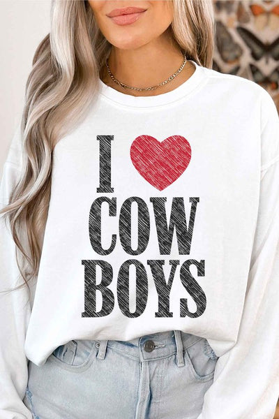 PLUS SIZE I LOVE COWBOYS GRAPHIC SWEATSHIRT