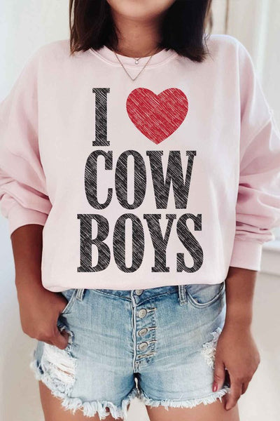 PLUS SIZE I LOVE COWBOYS GRAPHIC SWEATSHIRT