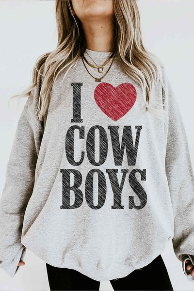 PLUS SIZE I LOVE COWBOYS GRAPHIC SWEATSHIRT