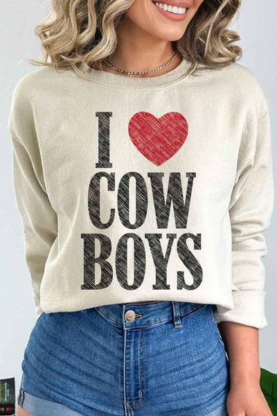 PLUS SIZE I LOVE COWBOYS GRAPHIC SWEATSHIRT