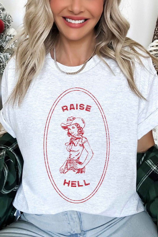 RAISE HELL COUNTRY COWGIRL WESTERN OVERSIZED TEE