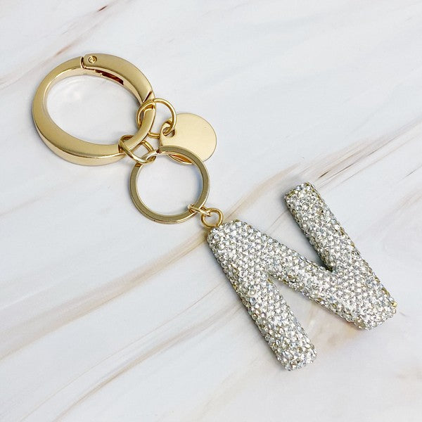 It Girl Glam Initial Key Chain - Crystal Clear