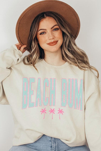 Beach Bum Oversized Graphic Fleece Sweatshirt