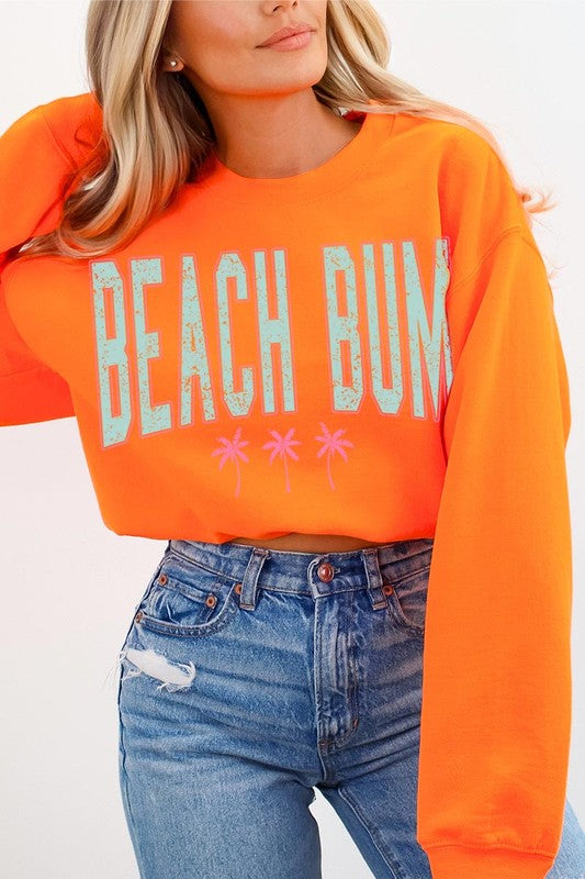 Beach Bum Oversized Graphic Fleece Sweatshirt