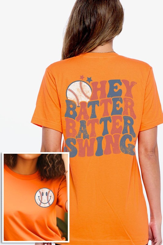 Batter Swing Baseball Front Back Graphic T Shirt