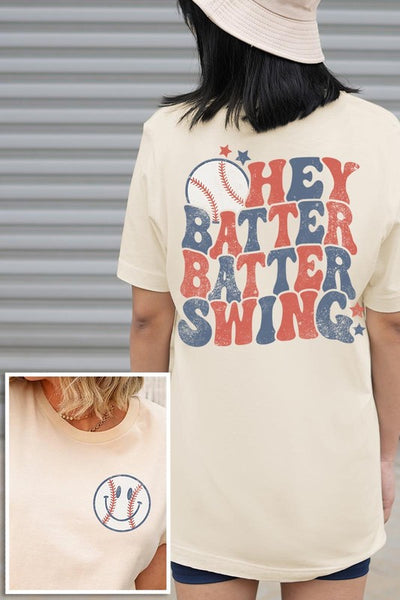 Batter Swing Baseball Front Back Graphic T Shirt