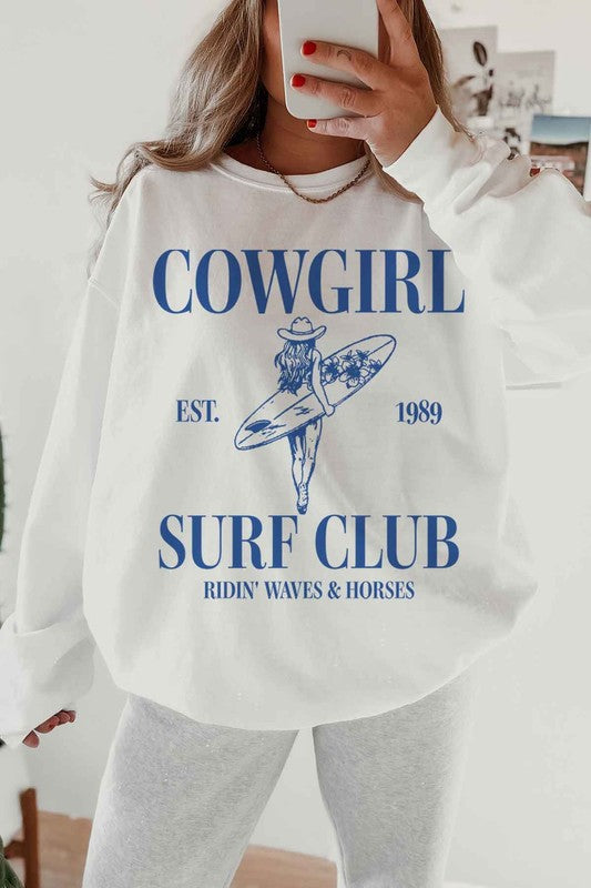 PLUS SIZE COWGIRL SURF CLUB GRAPHIC SWEATSHIRT