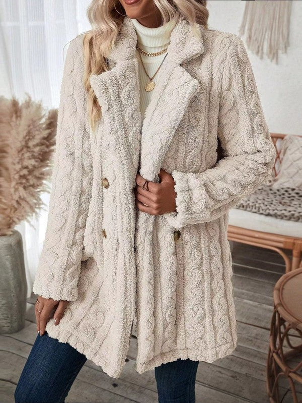 Sherpa long button front coat