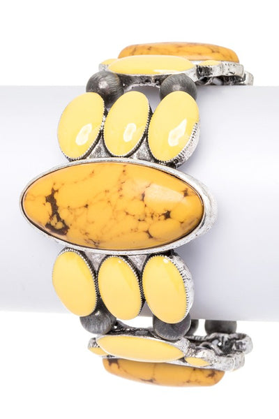 Oval Stone Enamel Stretch Western Bracelet