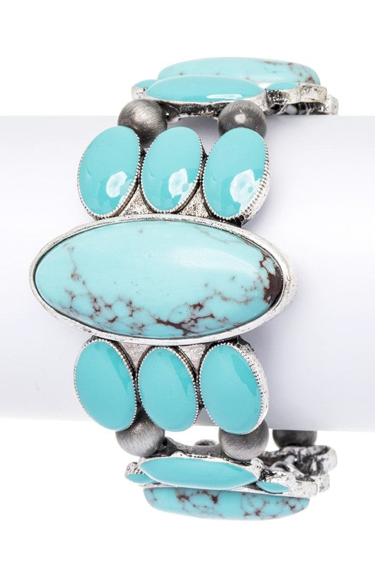 Oval Stone Enamel Stretch Western Bracelet