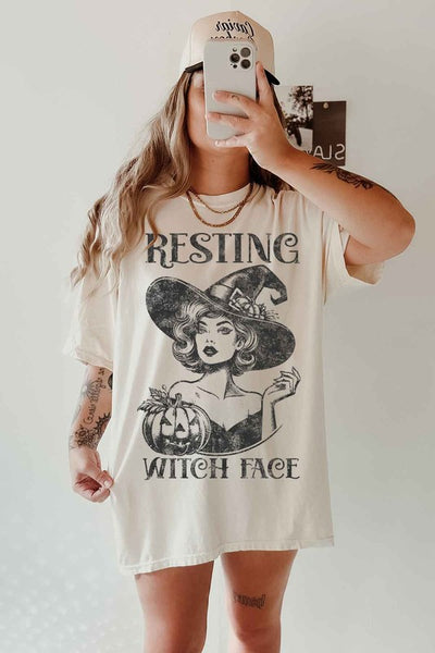 RESTING WITCH HALLOWEEN OVERSIZED GRAPHIC TEE