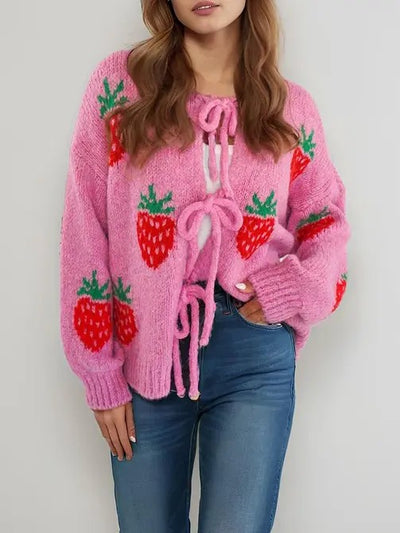 Strawberry Tie front Cardigan