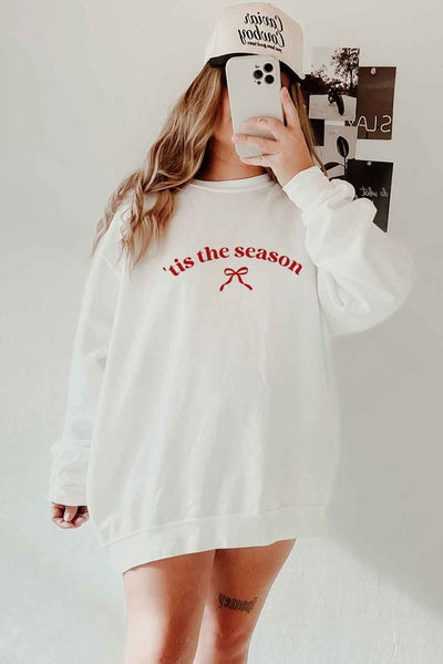 CHRISTMAS RIBBON BOW GRAPHIC SWEATSHIRT