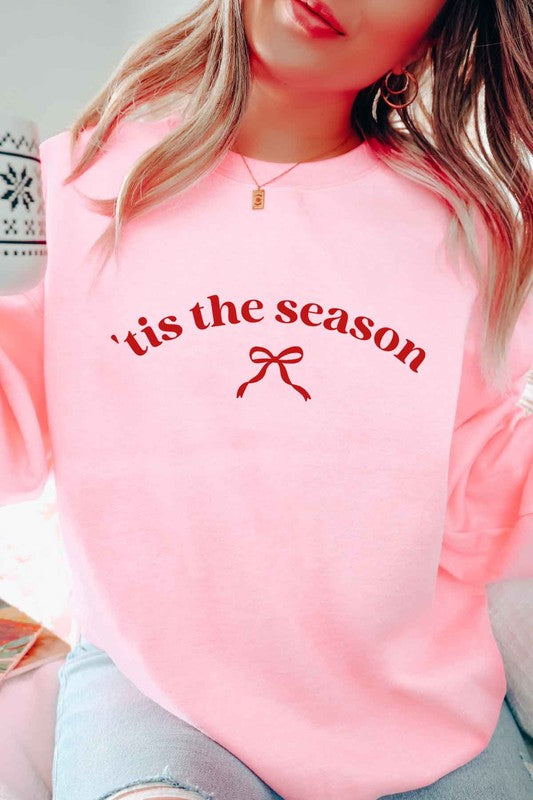 PLUS SIZE CHRISTMAS RIBBON BOW GRAPHIC SWEATSHIRT