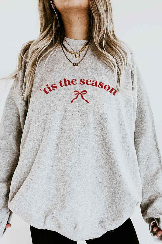 PLUS SIZE CHRISTMAS RIBBON BOW GRAPHIC SWEATSHIRT