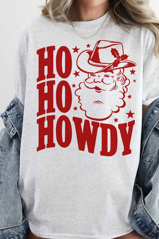 HO HO HO HOWDY CHRISTMAS OVERSIZED GRAPHIC TEE