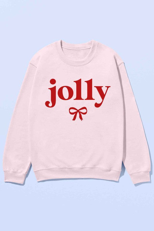 PLUS SIZE JOLLY CHRISTMAS BOW GRAPHIC SWEATSHIRT