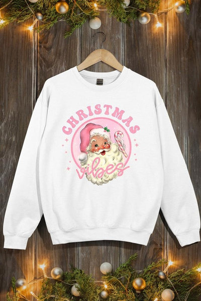 Pink Christmas Vibes Graphic Fleece Sweatshirts