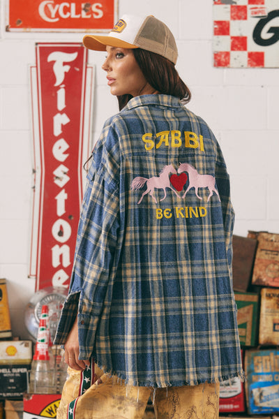 Horse Power Flannel  - Blue