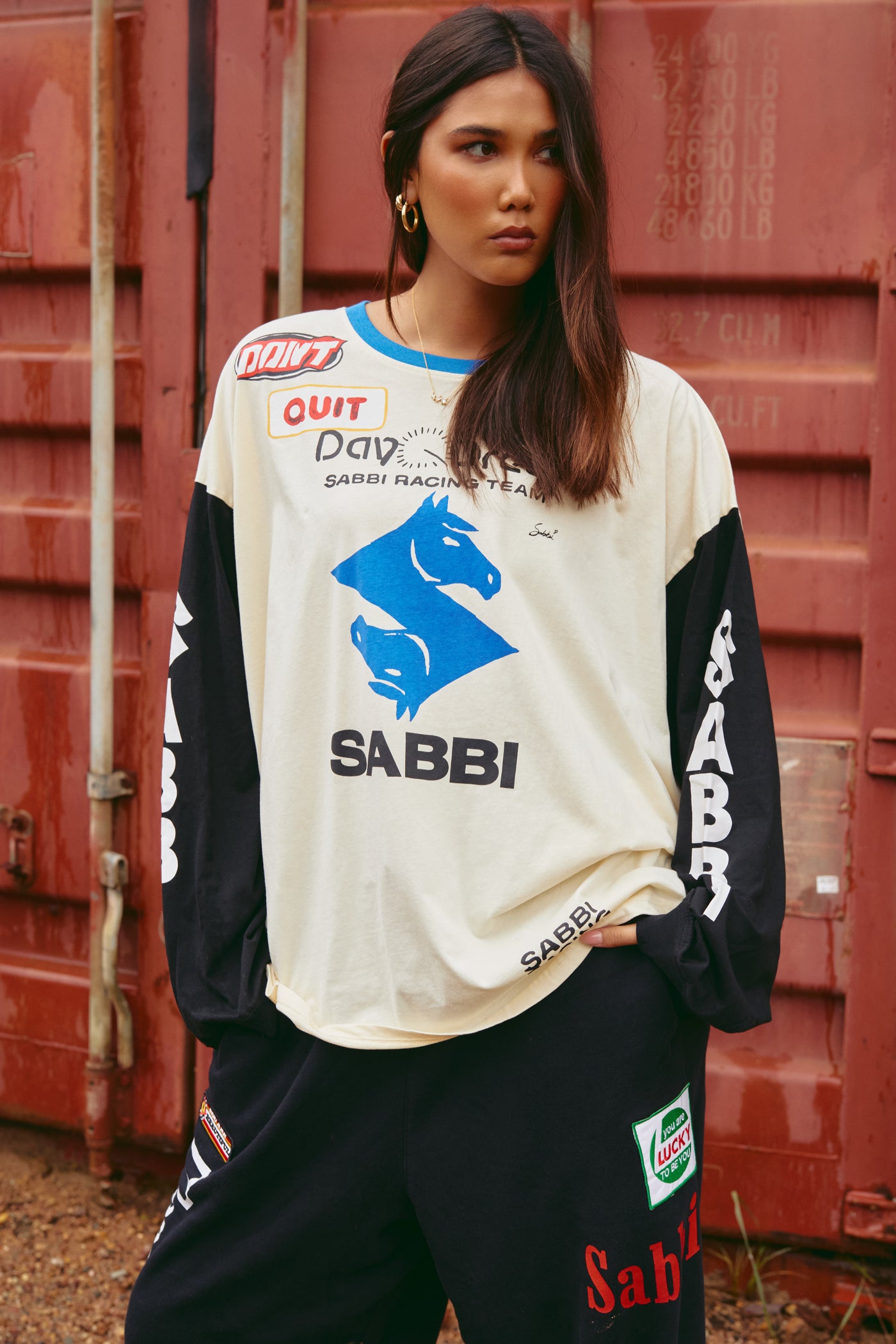 Long sleeve don’t quit your day dream tee - white