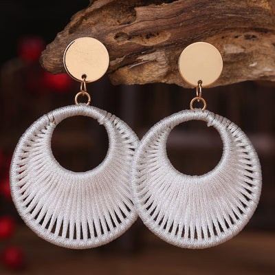 Cotton Cord Geometric Drop Earrings